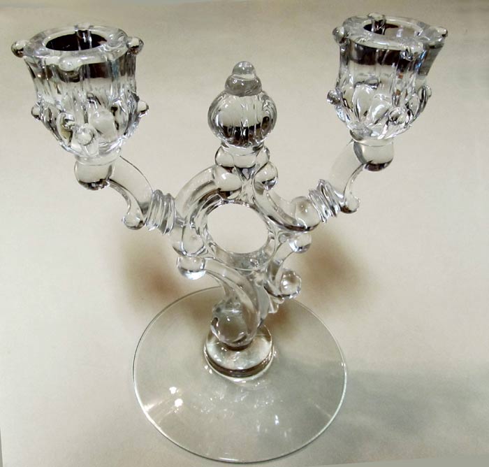 Heisey #1447 Rococo Triple Candleholder