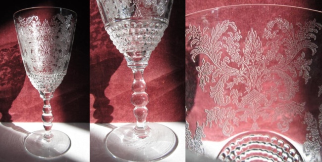Duncan & Miller #5301/1 Tear Drop Goblet w/ Royal Lace Etch