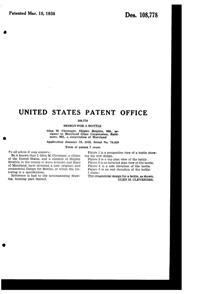 Maryland Glass Corporation Bottle Design Patent D108778-2