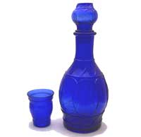 Maryland Glass Corporation Ring of Rings Decanter and Cordial