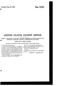 Vidrio Products Lighter Design Patent D 87632-2