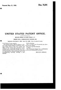 George W. Button Powder Jar Design Patent D 78591-2