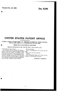 George W. Button Carriage Powder Jar Design Patent D 82960-2