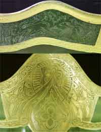 Unknown Etch with Gold Encrustation and Wildlife Scene