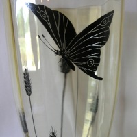 Fostoria Dec 508 Butterfly on #4107 Vase