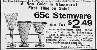 Morgantown Advertisement for Blue Palm Optic Stemware