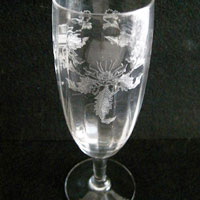 Fry Champagne Flute w/ DE 15 Thistle Etch