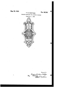 Centre Lighting Fixture Mfg. Light Fixture Plate Design Patent D 66706-1