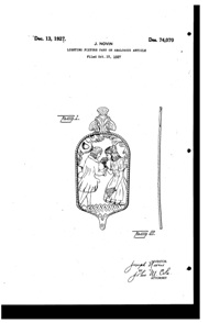 Centre Lighting Fixture Mfg. Light Fixture Plate Design Patent D 74070-1