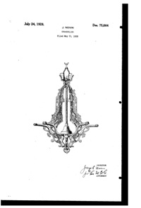 Centre Lighting Fixture Mfg. Chandelier Design Patent D 75864-1