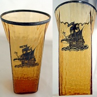 Unknown Tumbler / Vase w/ Unknown Silver Overlay Decoration