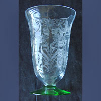 Unknown Footed Iced Tea Tumbler w/ Unknown Floral Etch