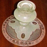 Westmoreland Candleholder w/ Cased & Cut Decoration