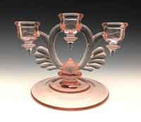 New Martinsville #  37 Moondrops Three Light Candleabra