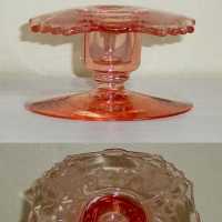 New Martinsville #  36 Oscar Candleholder w/ "Floral & Scroll" Etch
