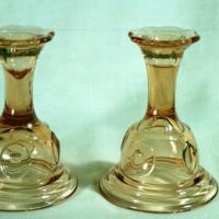 New Martinsville #  37 "Moondrops" or Georgian Bell Shaped Candlesticks