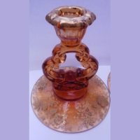 Cambridge #3400/ 646 Candlestick w/ Wildflower Etch