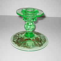 Cambridge # 627 Candleholder w/ #746 Gloria Etch and Souvenir Label