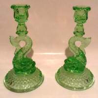 Cambridge # 109 Dolphin Candlesticks
