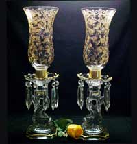 Cambridge #1612/1606 Dolphin Candlesticks w/Hurricane Shade