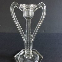 Fostoria #1962 Two-Handled Candlestick w/ Grape Etch