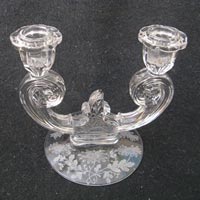 Fostoria #2533 Duo Candlestick w/ #324 Daisy Etch