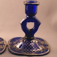 Paden City # 412 Crow's Foot Candleholder w/ Unknown Silver Overlay