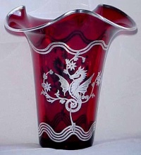 Rockwell Seahorse Decoration on New Martinsville # 37  Vase