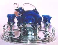 Cambridge #3400  Farber Bros Tray and Cordial Set