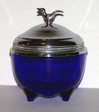 New Martinsville #  37 "Moondrops" or Georgian Candy w/ Chrome Lid