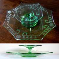 New Martinsville Octagon Cheese & Cracker w/ Unknown Cutting
