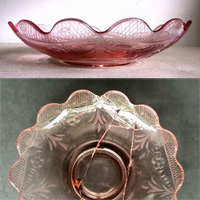 New Martinsville Scalloped Bowl w/ "Celebration" Cut