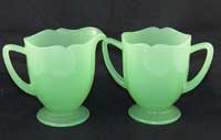 New Martinsville #  35 Fancy Squares Creamer & Sugar