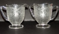 New Martinsville #  36 Cream & Sugar w/ #  25 Etch