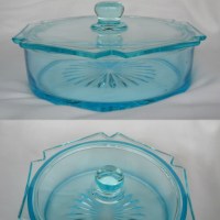 New Martinsville Notched Hexagon Covered Candy Box