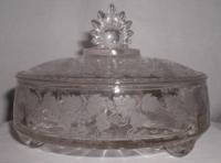 New Martinsville #  44 Teardrop Candy with Florentine Etch