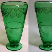 Morgantown # 1500 Cupped Vase w/ Spring Wreath Etch