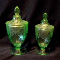 Cambridge #  95 & #  96  Candy Jars w/ # 704 Etch