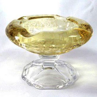 Cambridge # 388 Bi-Color Footed Ashtray w/ #752 Diane Etch
