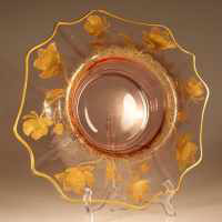 Cambridge #3400/   5 Console Bowl w/ #746 Gloria Gold-Encrusted Etch
