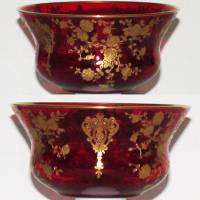 Cambridge #3500 Gold Encrusted Rose Point Finger Bowl