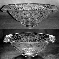 Cambridge # 384 Pristine Oval Bowl w/ Daffodil Etch