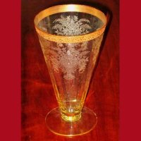 Cambridge #3060 Footed Tumbler w/ # 695 / # 710 Etch