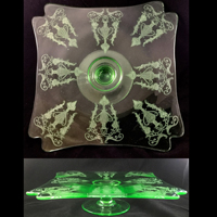 Cambridge # 707 Footed Cake Stand w/ # 733 Etch