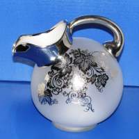 Cambridge #3400/  38 Frosted Ball Jug w/ Silver City Grape Decoration