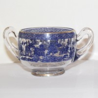 Cambridge # 138 Cream & Sugar w/ #715 Blue Willow Etch