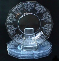 Cambridge # 597 Decagon Plates w/ Cleo Etch