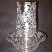 Cambridge #1604 Hurricane Lamp w/ Wildflower Etch
