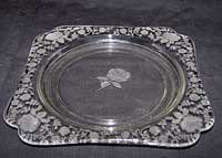 Cambridge #3400 Plate w/ Roselyn Etch