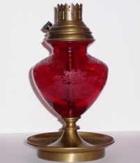 Cambridge #1309 Lamps w/ Apple Blossom Etch